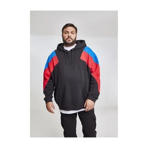 Oversize 3-Tone Hoody blk/brightblue/firered