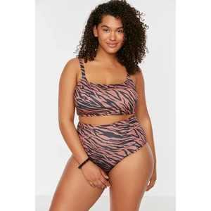 Trendyol Curve Multicolored Animal Patterned High Waist Bikini Bottom