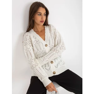 Ecru openwork summer sweater with neckline in V RUE PARIS