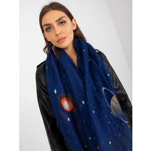 Dark blue scarf with prints