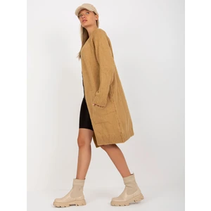 Camel long cardigan with pockets RUE PARIS