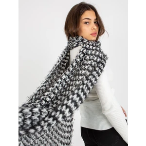 Black and white women's knitted winter scarf