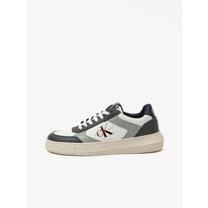 White-Grey Men's Leather Sneakers Calvin Klein Jeans - Mens