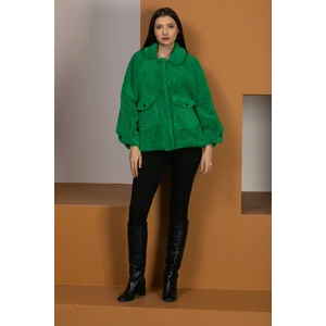 Dilvin 6821 Plush Coat-green