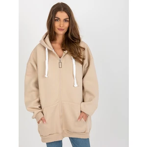 Beige Basic Long Hoodie