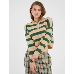 Beige-Green Women's Striped Sweater Noisy May New Alice - Women