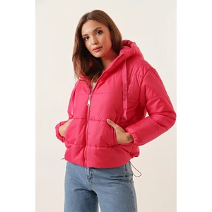 By Saygı Elastic Waist Inflatable Coat Fuchsia