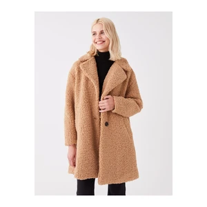 LC Waikiki Women's Jacket Collar Straight Long Sleeve Teddy Coat