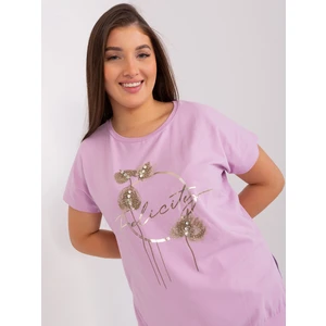 Light purple blouse plus size with trim