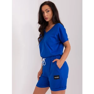 Women's Cobalt Blue Short Sleeve Overall