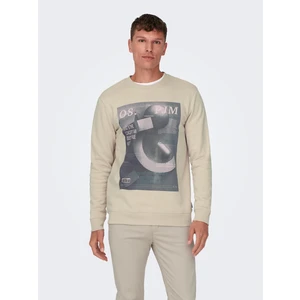 Beige Mens Sweatshirt ONLY & SONS Todd - Men