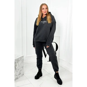 Insulated cotton set, sweatshirt with embroidery + Graphite trousers