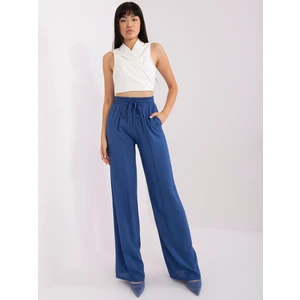 Dark blue woven viscose trousers