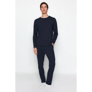 Trendyol Navy Blue Regular Fit Knitted Pajamas Set