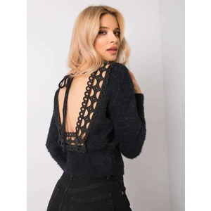 Black sweater with a back neckline