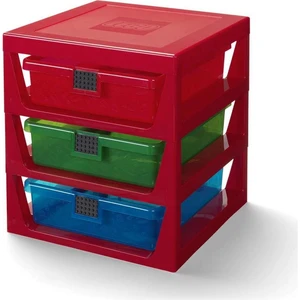 LEGO® organizér s tromi zásuvkami - červená