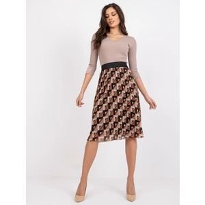 Brown-beige pleated skirt Alessia