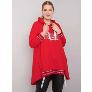 Women's red plus size sweatshirt with pocket