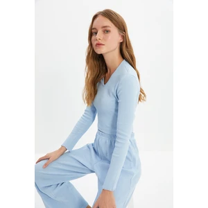 Trendyol Light Blue Camisole Knitted Pajamas Set