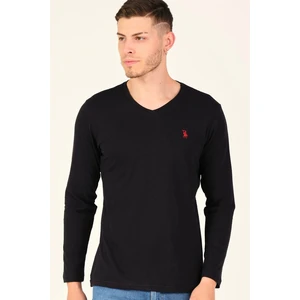 T8587 DEWBERRY V COLLAR MEN'S SWEATSHIRT-BLACK