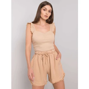 Women's camel shorts with drawstrings