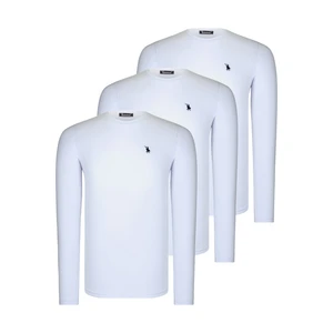 TRIPLE SET T8588 DEWBERRY ROUND COLLAR MEN'S SWEATSHIRT-WHITE-WHITE-WHITE