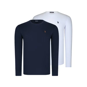 DOUBLE SET T8588 DEWBERRY ROUND COLLAR MEN'S SWEATSHIRT-WHITE-LACİVERT