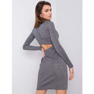 Silver dress with long sleeves Benisha RUE PARIS