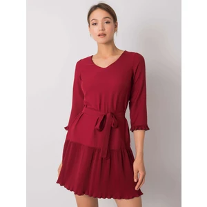 Burgundy pleated dress