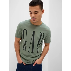 Bavlnené tričko GAP zelená farba, vzorované