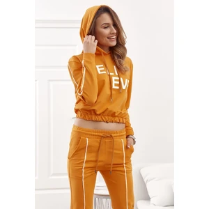 Fashionable sports set with short honey sweatshirt