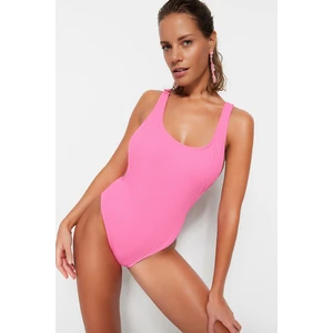 Trendyol Pink Round Neck Towel Normal Leg Swimsuit