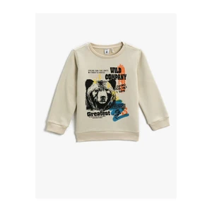 Koton Bear Printed Sweatshirt Long Sleeved Crew Neck Shards