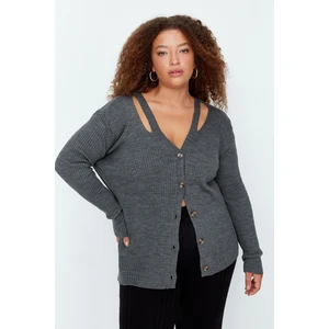 Trendyol Curve Plus Size Cardigan - Gray - Regular fit