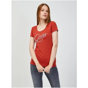 Red Women's T-Shirt Guess Bryanna - Women