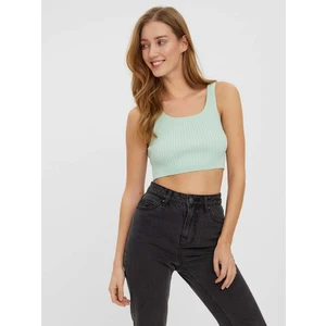 Mentolový žebrovaný crop top VERO MODA Fibly - Dámské