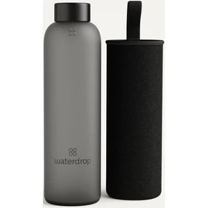 Waterdrop Frosted sklenená fľaša na vodu farba Black 1000 ml