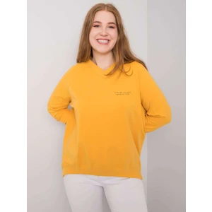 Yellow V-size sweatshirt with V-neck.