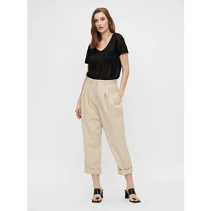 Cream shortened trousers . OBJECT Nancy - Women