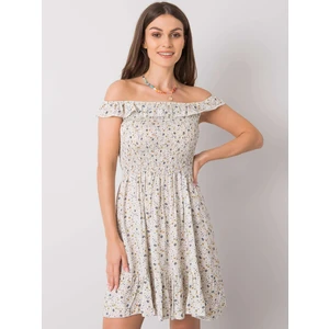 Ecru dress with small floral patterns