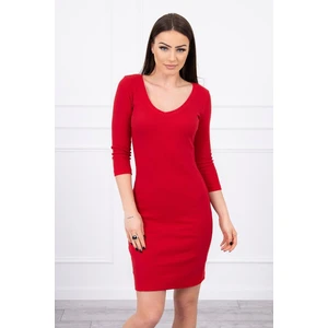 Dress fitted with neckline red