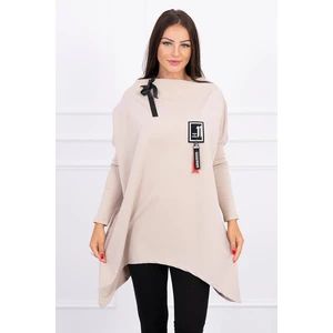 Oversize sweatshirt with asymmetrical sides beige