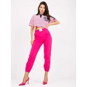 Fuchsia fabric pants with welts