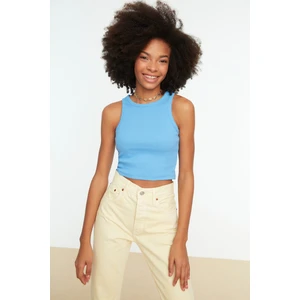 Trendyol Blue Ribbed Super Crop Knitted Singlet