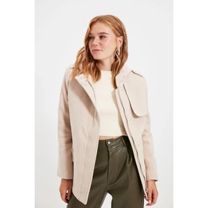 Trendyol Beige Hooded Zipper Closure Cachet Coat