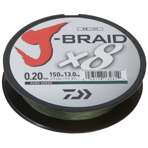 Daiwa splétaná šňůra j-braid dark green 150 m-průměr 0,20 mm / nosnost 13 kg