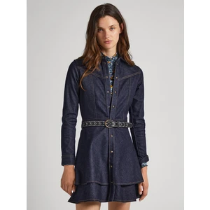 Navy Blue Women's Short Denim Dress Pepe Jeans CASSIA - Women's