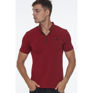 T8571 DEWBERRY ZIPPER MEN'S T-SHIRT-OPEN BURGUNDY