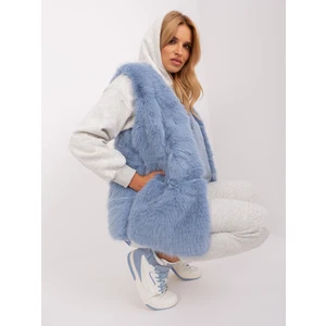 Blue fur vest with fasteners