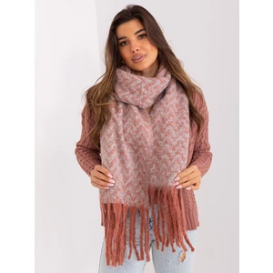 Orange and light grey patterned scarf